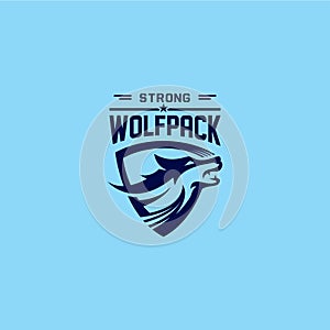Wolf Blue Logo. Wolf Shield Logo Vector