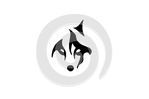 Wolf head silhouette vector on a white background