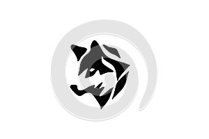 Wolf head silhouette vector on a white background