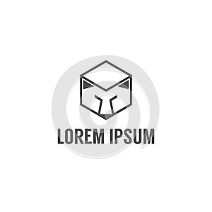 Wolf box shape vector logo template