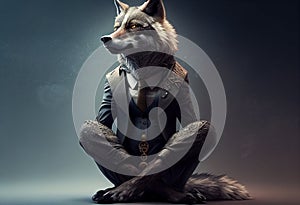 A wolf in a business suit. AI Generated