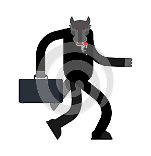 Wolf businessman isolated. Boss predator. Business vector illustration