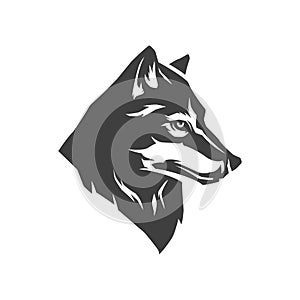 Wolf canine carnivorous wild animal head hunting camping scout expedition vintage icon design vector