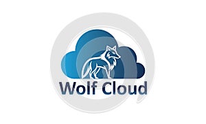 Wolf cloud logo design concept, creative wolf animal cloud vector illustration, modern animal cloud logo