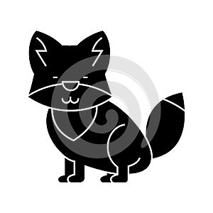 Wolf cute icon, vector illustration, black sign on isolated background
