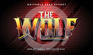 the wolf 3d vector text effect with modern style design