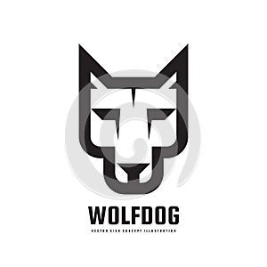 Wolf or dog head - vector logo template concept illustration. Wilde animal graphic sign.