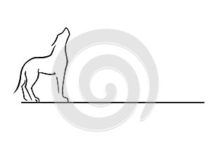 Wolf. Dog. Howling wolf. Logo. Line drawing.