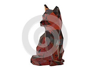 Wolf (dog) made of burgundy glass on a white background