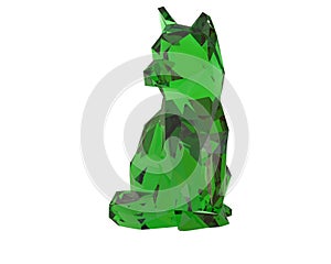 Wolf (dog) made of green glass on a white background