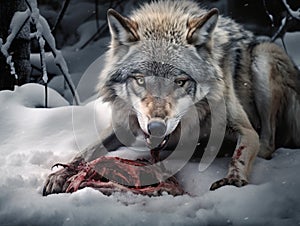 Wolf eating