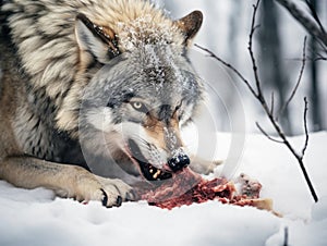 Wolf eating