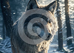 wolf face close up