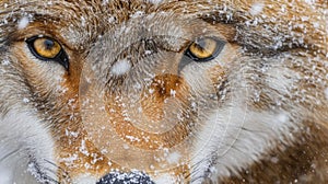 Wolf Face Close Up Winter Snow