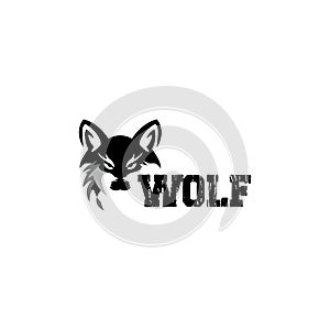 wolf face logo design template on white background