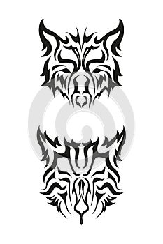 Wolf face tribal style beautiful black