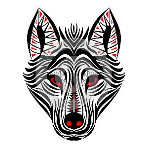 Wolf face tribal tattoo design