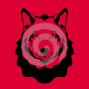 Wolf face vector illustration flat style front