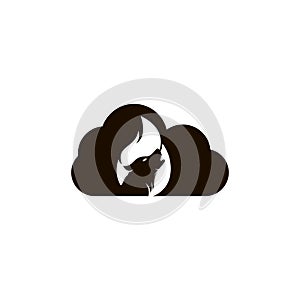 Wolf fire cloud shape concept vector logo design