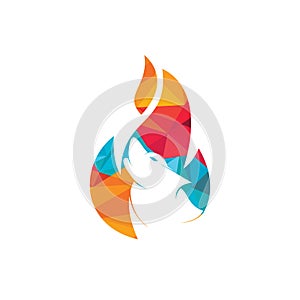 Wolf fire vector logo design template.