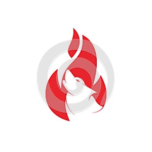 Wolf fire vector logo design template.