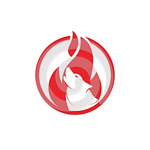 Wolf fire vector logo design template.