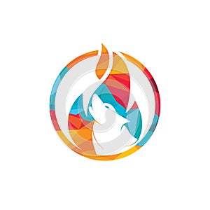 Wolf fire vector logo design template.