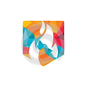 Wolf fire vector logo design template.