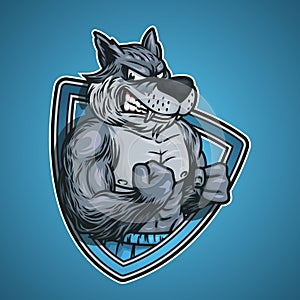 Wolf fitness mascot logo illustration