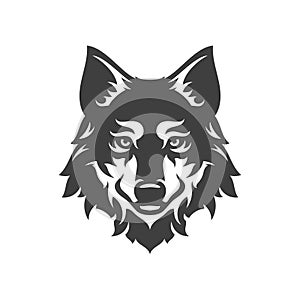 Wolf furry muzzle canine carnivorous forest predator camping hunting vintage icon design vector