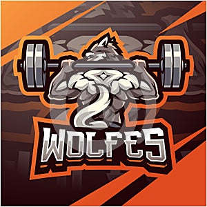 Wolf gym esport mascot logo design