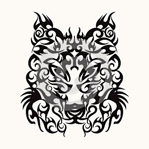 Wolf head art tattoo design tribal