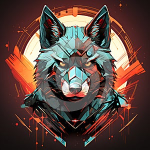 wolf head design on a dark background
