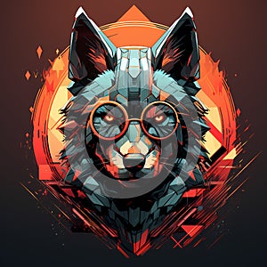 wolf head design on a dark background