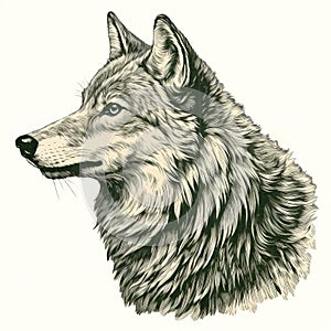 Wolf Head Engraving Sketch Pattern Illustration