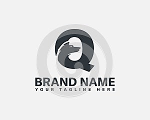 Wolf head and fox head with letter Q creative combination logo.