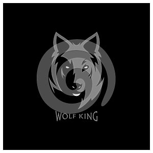Wolf head illustration Logo Design. Wolf mascot vector art. Frontal symmetric image of wolf looking dangerous