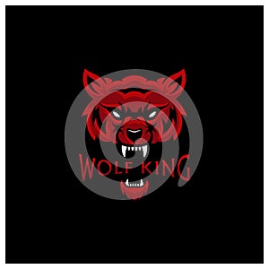 Wolf head illustration Logo Design. Wolf mascot vector art. Frontal symmetric image of wolf looking dangerous