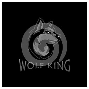 Wolf head illustration Logo Design. Wolf mascot vector art. Frontal symmetric image of wolf looking dangerous