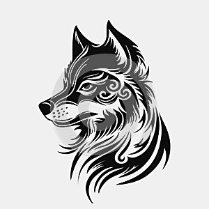 Wolf head logo. Black and white emblem. Vector illustration