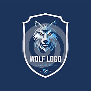 Wolf Head Shield Logo Design Template