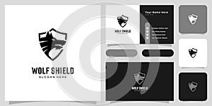 Wolf head and shield logo vector design