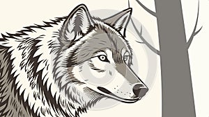 Wolf head silhouette, animal wildlife and predator symbol vector design Generative AI photo