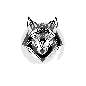 Wolf head silhouette vector on a white background.