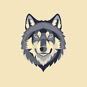wolf head simple logo monoline style solid flat color