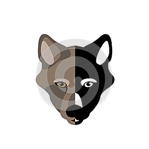 Wolf head vector illustration style Flat