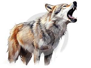 Ai Generated illustration Wildlife Concept of Wolf Howling Illustration Isolated