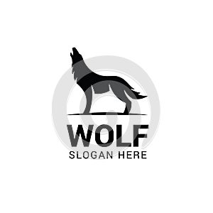 Wolf howling logo template