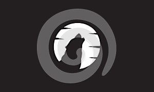 Wolf howling on moon night logo design vector symbol icon illustration