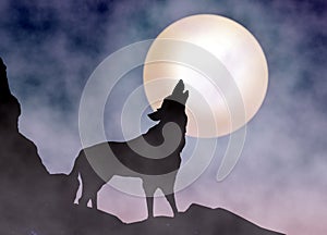 Wolf Howling at Moonlight